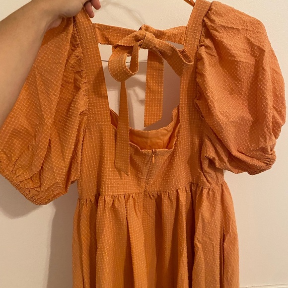 One Kiss Away Peach Puff Sleeve Dress - Picture 4 of 4